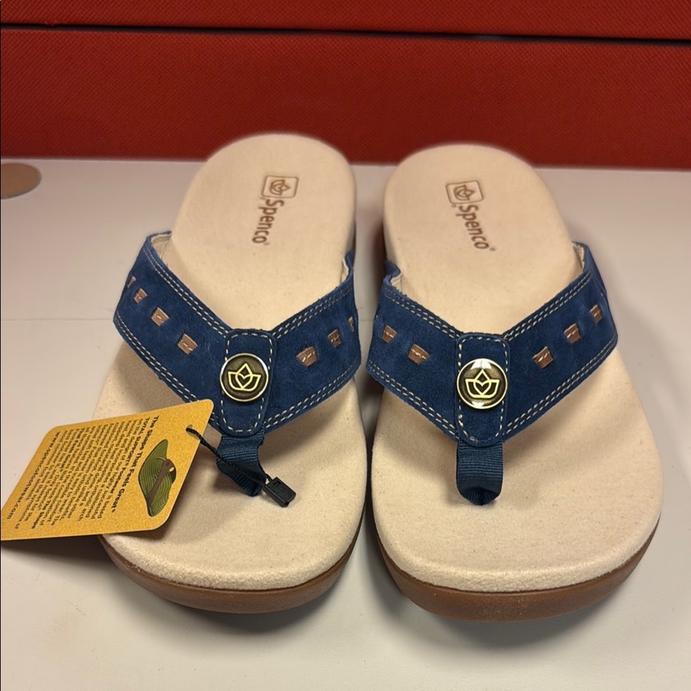 Spenco Blue and Cream Sandals with total support us 11D